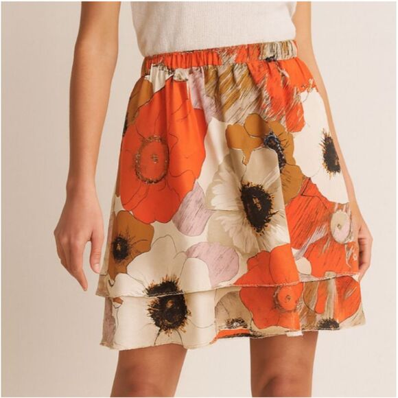 Anthropologie Dresses & Skirts - Anthropologie Odille Floral Silk Mini Skirt Size Small